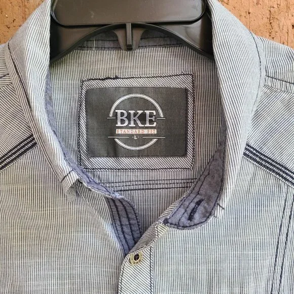 BKE Mens Shirt Size L Striped Standard Fit Long Sleeves Western 100% Cotton - Picture 6 of 11